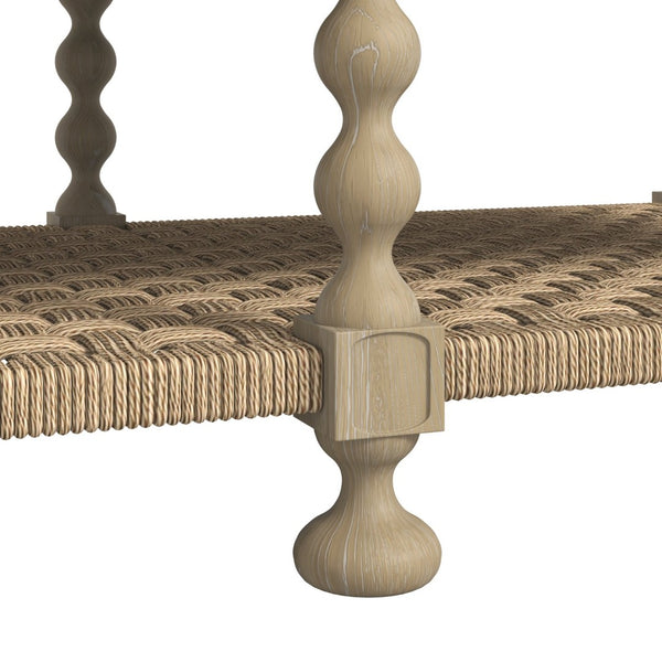 A.R.T. Furniture Haven Rustic Rectangular Cocktail Table with Woven Rattan Shelf and Elegant Turned Legs for Storage 339300-2325