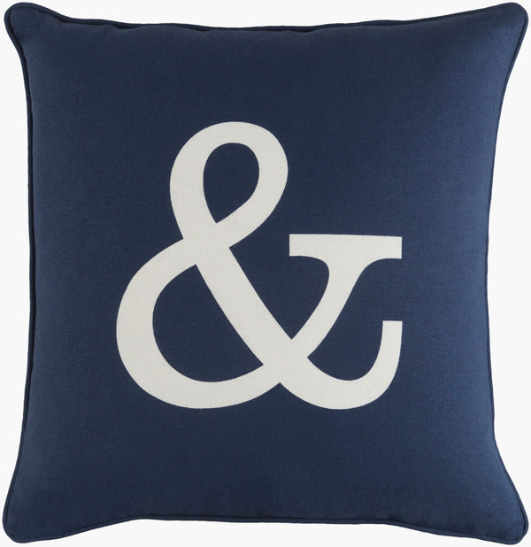 Surya Glyph 18"X18" Bohemian Accent Pillow – Soft Cotton, Intricate Design For Modern & Traditional Decor Navy Cotton,Cotton Glyp7073-1818d