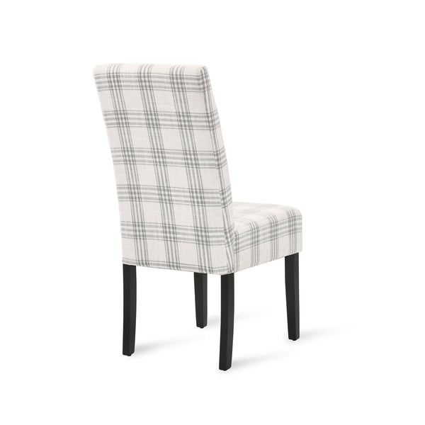 English Elm Christopher Knight Home® - DINING Chair with Plush Fabric Upholstery, Rubberwood Legs, Contemporary Minimalist Comfort and Style Grey Plaid 60162.00GRYPLD