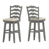 Homelegance By Top-Line Juliette French Ladder Back Swivel Bar Stool Grey Rubberwood