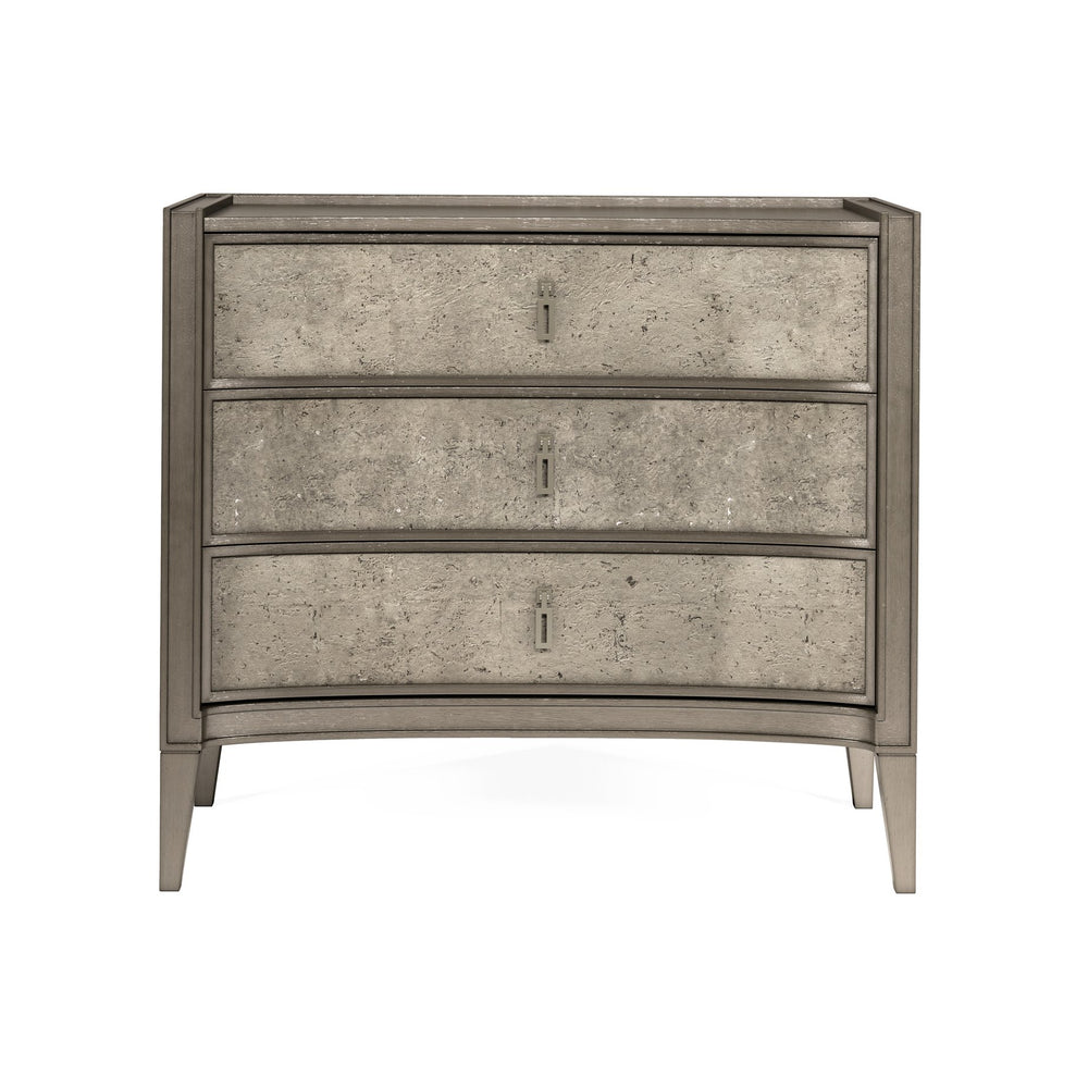 A.R.T. Furniture Cove Bachelor’S Chest - Glam Transitional Storage With Usb Chargers, Concave Design & Flared Legs Grey Rubberwood Solids,Primavera Veneers,Metal 349158-2743