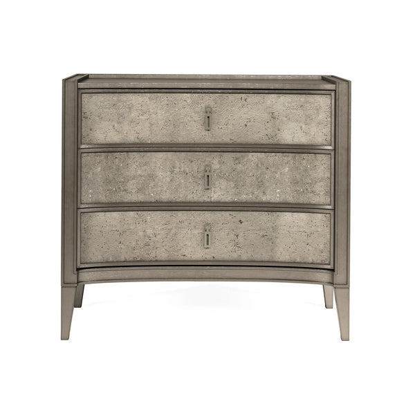 A.R.T. Furniture Cove Bachelor’S Chest - Glam Transitional Storage With Usb Chargers, Concave Design & Flared Legs Grey Rubberwood Solids,Primavera Veneers,Metal 349158-2743