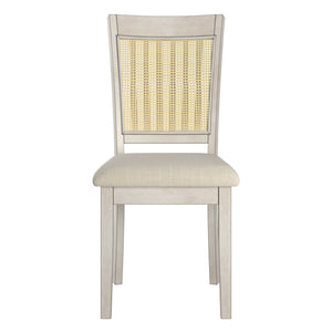 Homelegance By Top-Line Delroy Cane Accent Slat Back Dining Chairs (Set of 2) White Rubberwood
