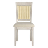 Homelegance By Top-Line Delroy Cane Accent Slat Back Dining Chairs (Set of 2) White Rubberwood