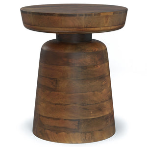 English Elm Robbie Sculptural Accent Table in Walnut Brown Solid Mango Hardwood, Hand-Finished, Rustic Contemporary Appeal Dark Brown B136P158442