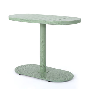 English Elm Santa Monica Outdoor Bistro Set Powder Coated Iron Oval Table Two Slat Chairs Patio Green 62015.00CGRN