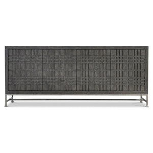 Bernhardt Bernhardt Tribeca Entertainment Credenza With Raised Geometric Front, Dark Tadon Finish & Cable Management 333880