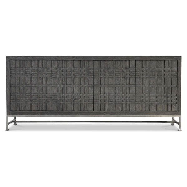 Bernhardt Bernhardt Tribeca Entertainment Credenza With Raised Geometric Front, Dark Tadon Finish & Cable Management 333880