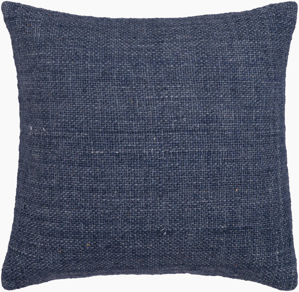 Surya Gammie 18"X18" Modern Accent Pillow - Cozy Wool-cotton Blend For Chic Minimalist Décor & Easy Care Blue Wool,Cotton Gmm001-2020d