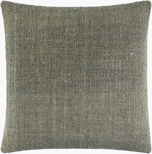 Surya Gammie 18"X18" Modern Accent Pillow - Cozy Wool-cotton Blend For Chic Minimalist Décor & Easy Care Olive Wool,Cotton Gmm003-2222d