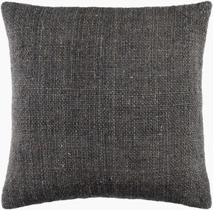 Surya Gammie 18"X18" Modern Accent Pillow - Cozy Wool-cotton Blend For Chic Minimalist Décor & Easy Care Charcoal Wool,Cotton Gmm005-1818d