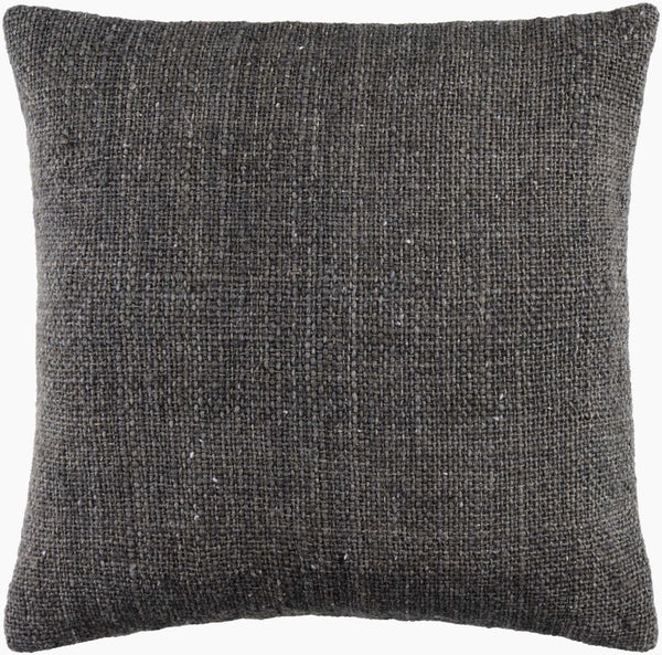 Surya Gammie 18"X18" Modern Accent Pillow - Cozy Wool-cotton Blend For Chic Minimalist Décor & Easy Care Charcoal Wool,Cotton Gmm005-1818d