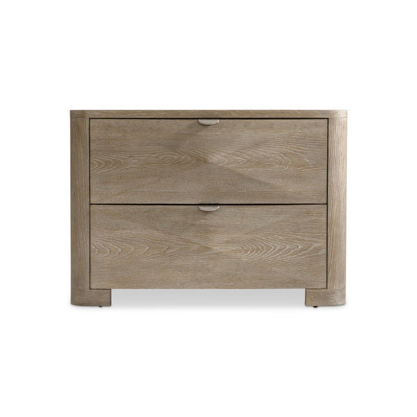 Bernhardt Bernhardt Aventura 40" Nightstand With Pyramid-Front Drawers, Marcona Oak, Soft-Close, Usb Charging 318234