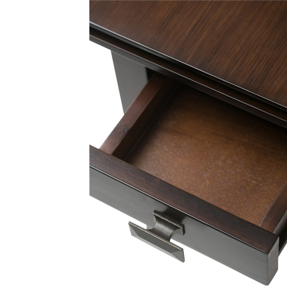 English Elm Artisan Narrow Side Table - Handcrafted Russet Brown Wood With Smooth Drawer For Small Spaces B136P159465