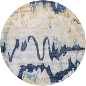 Gemini GMN-4021 8' x 8' Round Handmade Rug GMN4021-8RD  Beige, Denim, Navy, Light Gray Surya