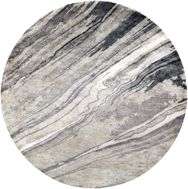Gemini GMN-4052 8' x 8' Round Handmade Rug GMN4052-8RD  Charcoal, Gray, Light Slate, Off-White Surya
