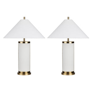 Crestview Collection 29.75"H Modern Metal Table Lamp With Elegant White Linen Shade & Luxurious Gold Accents, 150w   Cvazer182