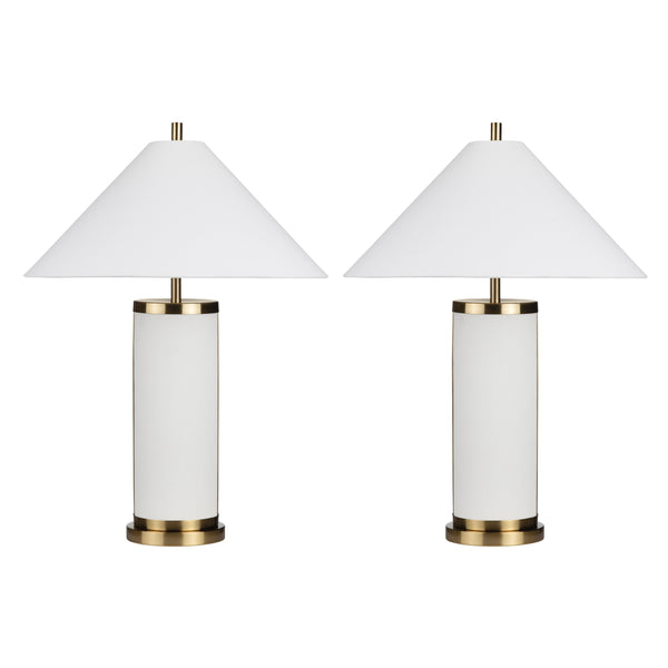 Crestview Collection 29.75"H Modern Metal Table Lamp With Elegant White Linen Shade & Luxurious Gold Accents, 150w   Cvazer182