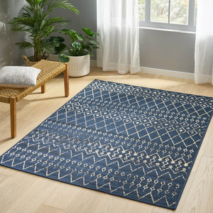 English Elm Christopher Knight Home® - 5'3"x7' Rug Navy & Ivory Polypropylene Area Rug 63x84in Low Pile 0.16" Durable Easy-Care Mat 72360.00