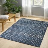 Christopher Knight Home® - Noble House - Dorvall 5'3" X 7' Indoor/Outdoor Area Rug, Navy Blue and Ivory