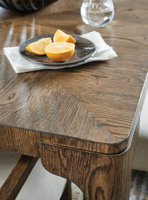 Hooker Furniture Chapman White Oak Extendable Dining Table In Sorrel With Hand‑Hammered Pewter Accents, 24" Leaf 6033-75200-85