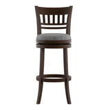 Homelegance By Top-Line Alessandro Linen Lattice Back Swivel Bar Stool Grey Rubberwood