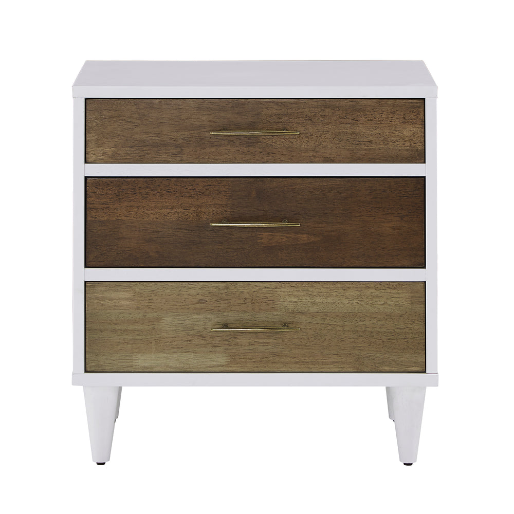 Homelegance By Top-Line Penelope White and Natural Finish 3-Drawer Nightstand White Rubberwood