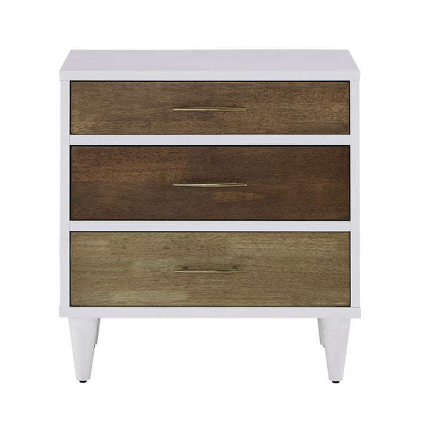 Homelegance By Top-Line Penelope White and Natural Finish 3-Drawer Nightstand White Rubberwood