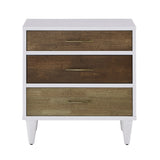 Homelegance By Top-Line Penelope White and Natural Finish 3-Drawer Nightstand White Rubberwood