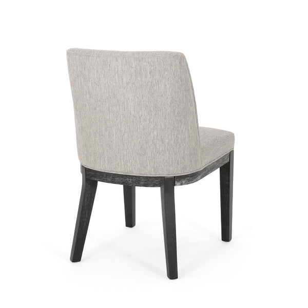 English Elm Dining Chair Set of 2 Solid Wood Textured Fabric Upholstered Farmhouse Modern Style 69408.00FLGRY