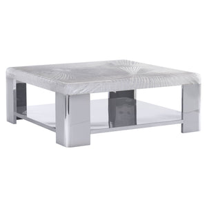 Bernhardt Bernhardt Sculptural Aura Cocktail Table With Patterned Acrylic Top & Polished Stainless Steel Base, 44" 316011