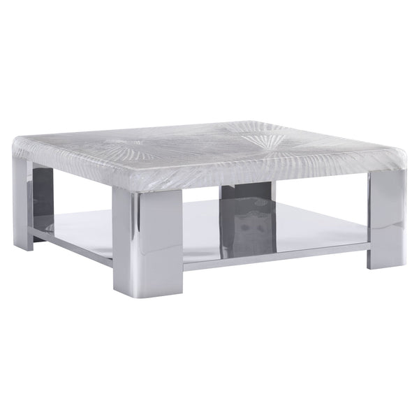 Bernhardt Bernhardt Sculptural Aura Cocktail Table With Patterned Acrylic Top & Polished Stainless Steel Base, 44" 316011