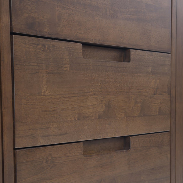 English Elm Banting Mid Century Sideboard Walnut Brown – Solid Rubberwood, Metal Frame, 4 Drawers & Adjustable Shelves B136P158464