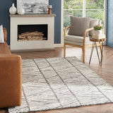 Nourison Vail VAI01 Handmade Tufted No Border Indoor Only Modern  Rug Grey White, Grey White 100% Wool 99446794086