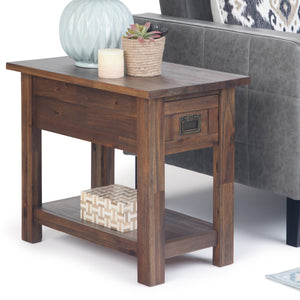 English Elm Monroe Narrow Side Table - Rustic Distressed Charcoal Finish With Storage Drawer And Shelf B136P158956