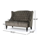 Christopher Knight Home® - Noble House - Leora Modern Glam Tufted Velvet Wingback Loveseat