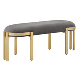 Homelegance By Top-Line Raiden Upholstered Bench Grey Velvet