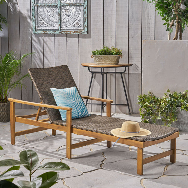 English Elm Christopher Knight Home® - Hampton Outdoor Wood & Wicker Chaise Lounge - Adjustable Comfort For Patios, Poolsides & Gardens 63763.00MCA