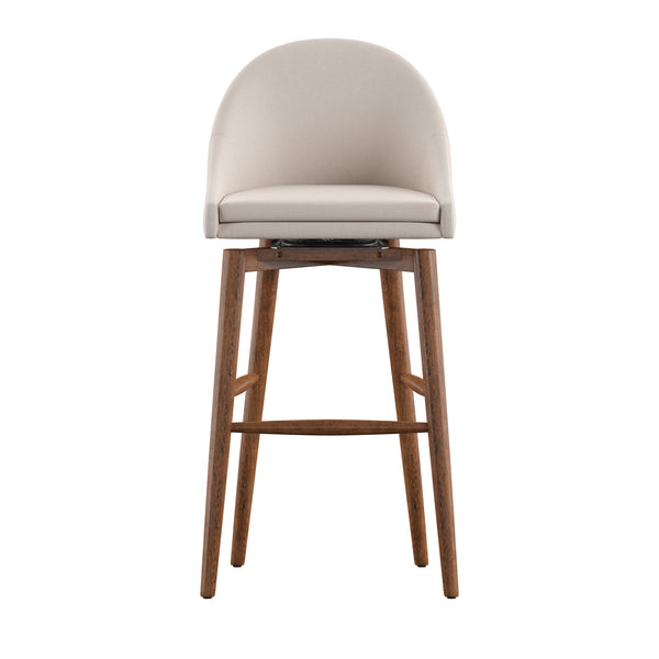 Homelegance By Top-Line Montague Mid-Century Wood Swivel Bar Height Stools (Set of 2) Beige Rubberwood