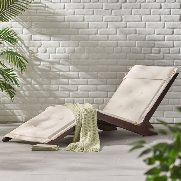 English Elm Christopher Knight Home® - SONORA Mahogany Wood Folding Lounger with Weather-Resistant Cushion, Acacia Deck Chair 67.7" 55374.00MAHC