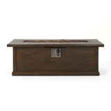 Christopher Knight Home® Noble House 56'' Wood Rectangular Mgo Fire Table Brown - 50 000 Btu With Concrete Tank Holder