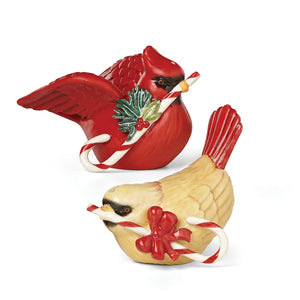 Lenox Winter Greetings Bird Figurine Salt & Pepper Set Red & Green, IVORY PORCELAIN 880133