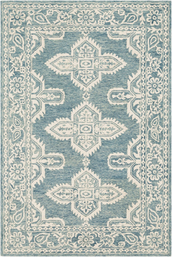 Livabliss Granada Hand Tufted Wool Accent Rug with Global Pattern for Entryway or Bedside Ice Blue, Light 6' x 9' GND2300-69