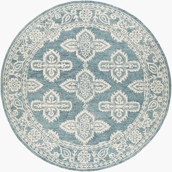 Livabliss Granada Hand Tufted Wool Accent Rug with Global Pattern for Entryway or Bedside Ice Blue, Light 6' x 6' GND2300-6RD