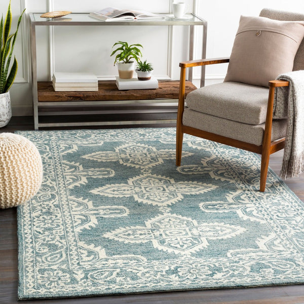 Livabliss Granada Hand Tufted Wool Accent Rug with Global Pattern for Entryway or Bedside Ice Blue, Light 6' x 9' GND2300-69