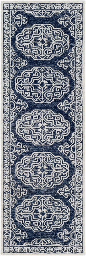 Livabliss Granada Hand Tufted Wool Area Rug Geometric Traditional Design for Living Dining Rooms Gray, Light Blu 2'6" x 8' GND2308-268