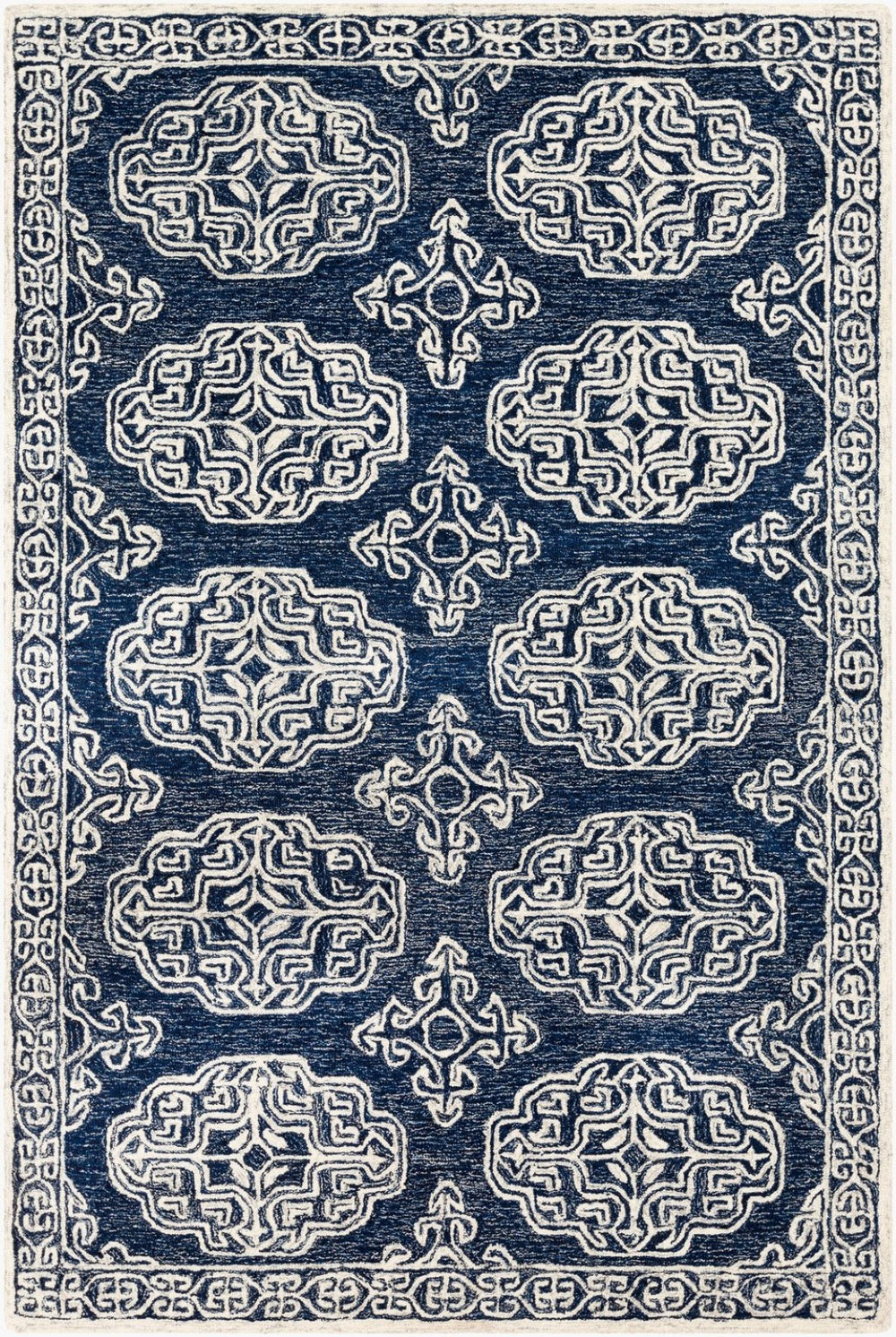 Livabliss Granada Hand Tufted Wool Area Rug Geometric Traditional Design for Living Dining Rooms Gray, Light Blu 4' x 6' GND2308-46