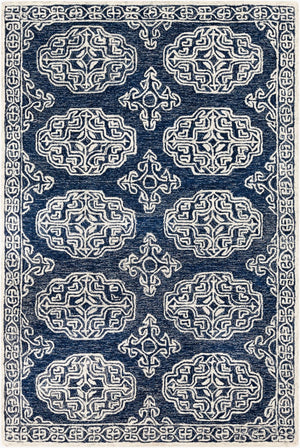 Livabliss Granada Hand Tufted Wool Area Rug Geometric Traditional Design for Living Dining Rooms Gray, Light Blu 4' x 6' GND2308-46