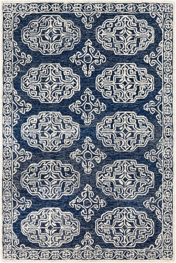 Livabliss Granada Hand Tufted Wool Area Rug Geometric Traditional Design for Living Dining Rooms Gray, Light Blu 4' x 6' GND2308-46