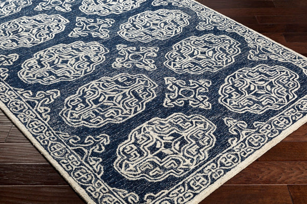 Livabliss Granada Hand Tufted Wool Area Rug Geometric Traditional Design for Living Dining Rooms Gray, Light Blu 4' x 6' GND2308-46
